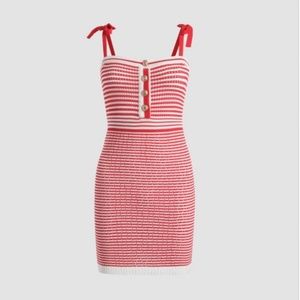 Cider, red & white stripe bodycon mididress with spaghetti straps, size 8